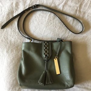 Olive green, leather Vince Camuto crossbody purse
